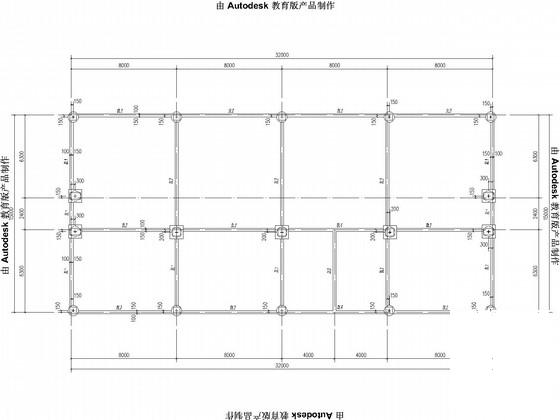 3层独立基础框架展示中心结构CAD施工图纸（7度抗震）(平面布置图) - 2