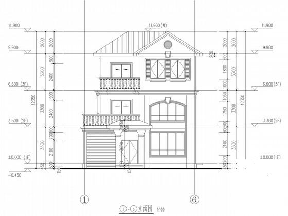 3层独立基础框架结构别墅结构CAD施工图纸（建施）(平面布置图) - 1