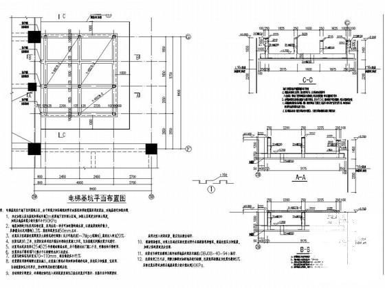 5层钢框架增设观光电梯结构CAD施工图纸 - 1