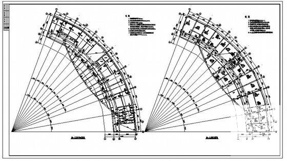 弧形框架办公楼结构设计方案CAD图纸 - 2