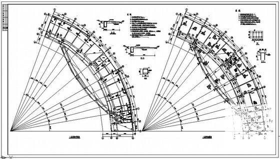 弧形框架办公楼结构设计方案CAD图纸 - 3