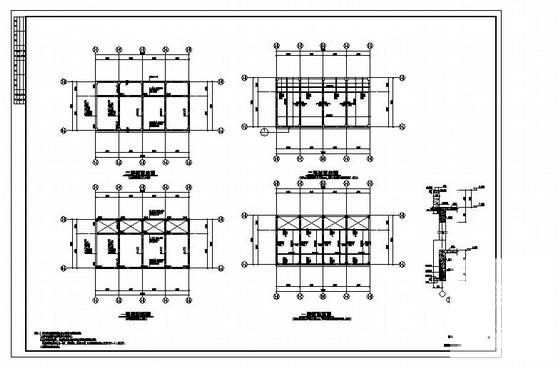 2层框架结构条形基础办公楼结构CAD施工图纸（6度抗震）(平面布置图) - 2
