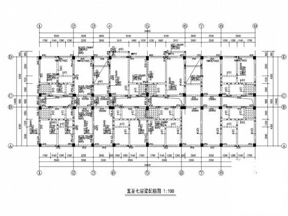 7层框架结构条形基础住宅楼结构CAD施工图纸（8度抗震） - 3