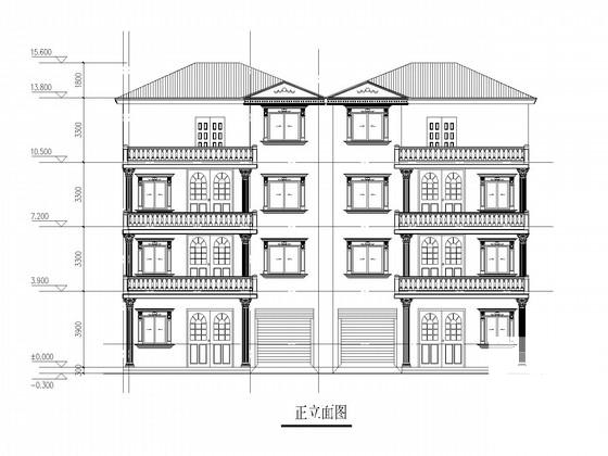 4层条形基础框架别墅结构CAD施工图纸(建施) - 1