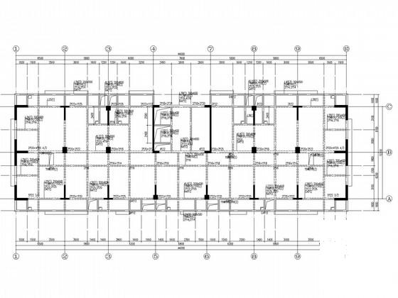 18层桩基础框架抗震墙住宅楼结构CAD施工图纸（6度抗震）(平面布置图) - 1