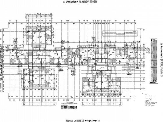 32层桩基础框剪住宅楼结构CAD施工图纸(平面布置图) - 2