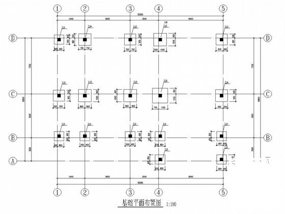 两层框架结构收费站综合楼结构CAD施工图纸（6度抗震） - 1