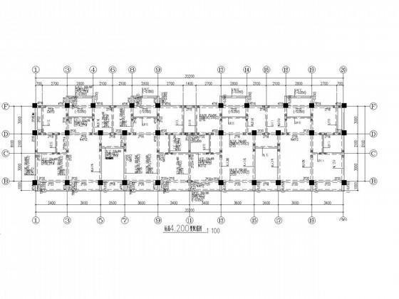 6层条形基础框架保障性住房结构CAD施工图纸（7度抗震）(板配筋图) - 1