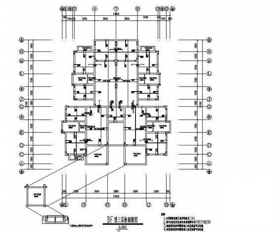 4层异形柱框架洋房结构设计图纸（BF型）(平面布置图) - 1