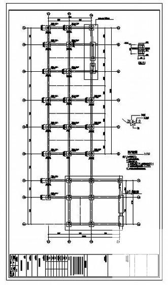 4层框架商铺结构设计方案CAD施工图纸(平面布置图) - 1