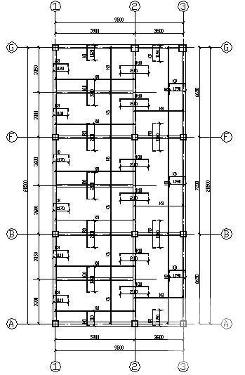 4层独立基础框架宿舍结构CAD施工图纸（7度抗震）(平面布置图) - 3