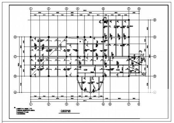 3层休闲中心框架结构设计方案CAD施工图纸 - 2