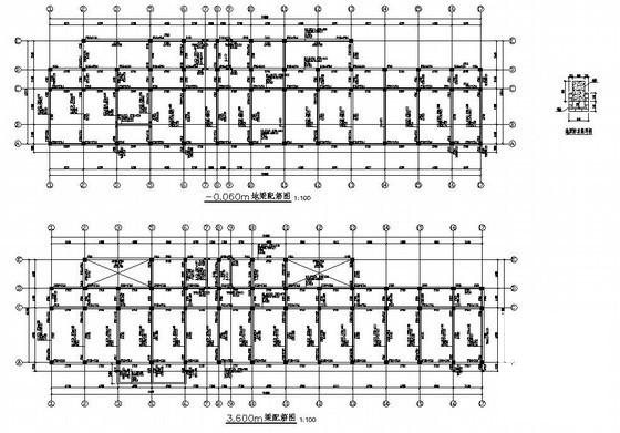 4层框架结构独立基础教学楼结构CAD施工图纸（7度抗震）(平面布置图) - 2