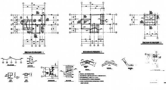 3层坡屋顶框架别墅建筑结构设计方案CAD施工图纸 - 3