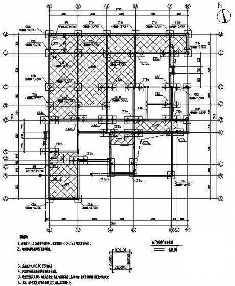 2层异形柱框架别墅结构设计图纸(平面布置图) - 2