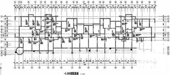 27层剪力墙住宅楼结构设计施工图纸(筏板平面配筋图) - 2
