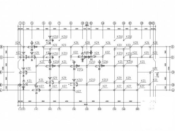 6层桩基础框架结构住宅楼结构CAD施工图纸（6度抗震）(平面布置图) - 4