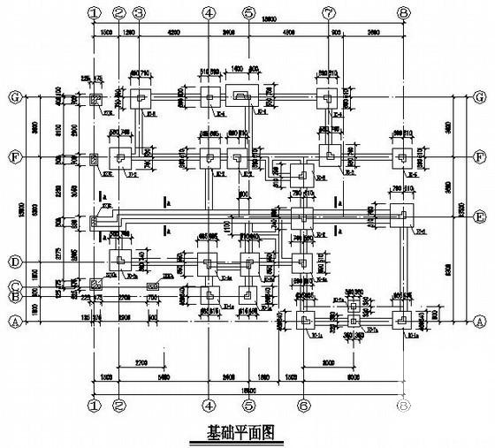 坡屋顶框架别墅结构设计方案图纸(基础平面图) - 3