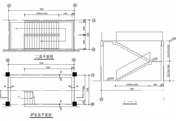 6层底框结构住宅楼结构设计图纸(平面布置图) - 1