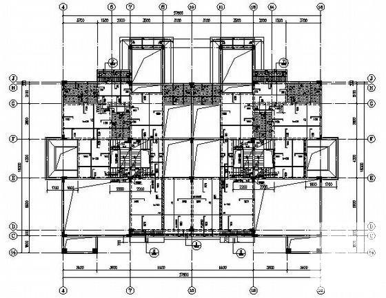 四联排下山框架结构别墅结构CAD施工图纸(2012新) - 1