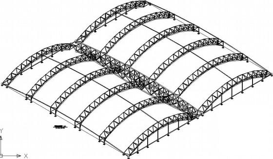 采光顶管桁架结构设计CAD施工图纸（单层建筑）(平面布置图) - 1