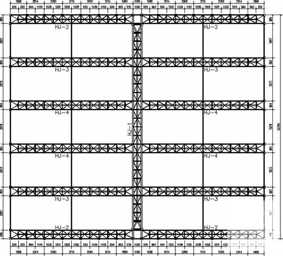 采光顶管桁架结构设计CAD施工图纸（单层建筑）(平面布置图) - 3