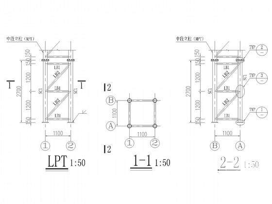 双面广告牌钢桁架结构CAD施工图纸（独立基础） - 3
