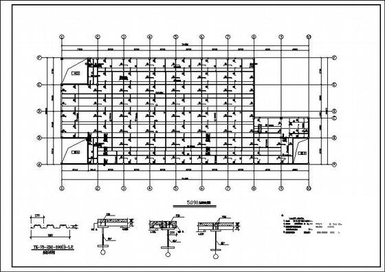 3层桩基础钢框架食堂结构CAD施工图纸（7度抗震）(平面布置图) - 2