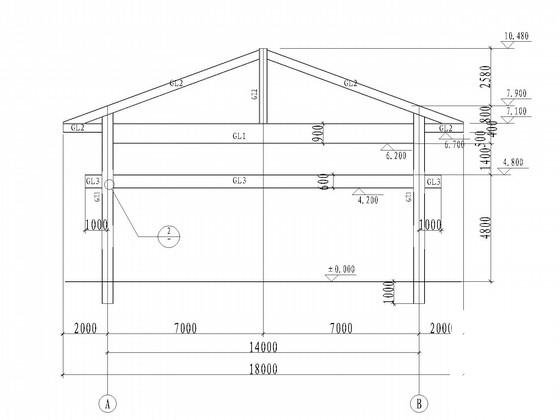 框架结构高速公路收费站结构CAD施工图纸（独立基础） - 1