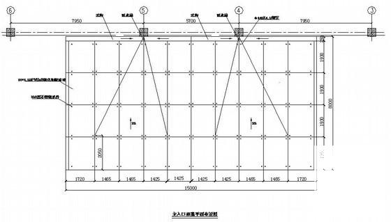 国内门式刚架结构医院点式雨篷结构CAD施工图纸(平面布置图) - 1