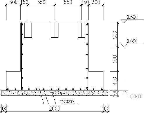 多孔砖砌体锅炉房结构CAD施工图纸（7度抗震）(基础平面图) - 4