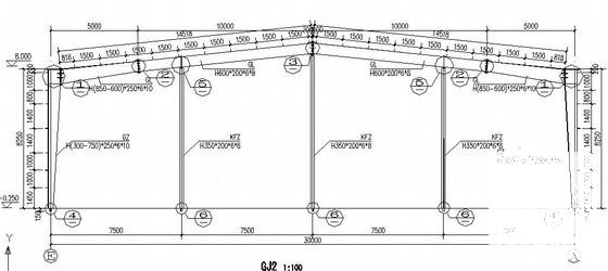30米跨门式刚架厂房结构CAD施工图纸（6度抗震） - 3