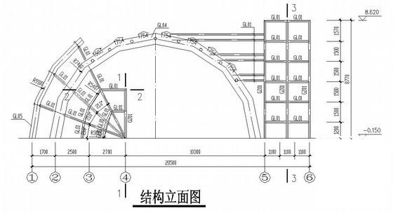 门式刚架电厂钢结构大门结构CAD施工图纸（6度抗震） - 1