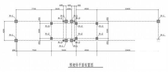 学校钢结构大门结构CAD施工图纸（门式刚架）(平面布置图) - 1