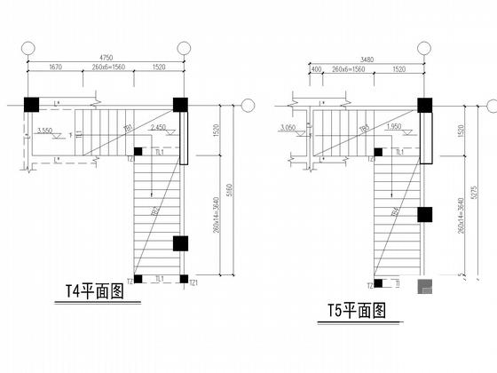 框架经济适用房结构CAD施工图纸(楼梯平面图) - 4
