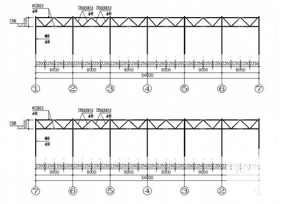 门式刚架大棚建筑结构CAD施工图纸（6度抗震） - 2