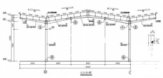 门式刚架大棚建筑结构CAD施工图纸（6度抗震） - 3