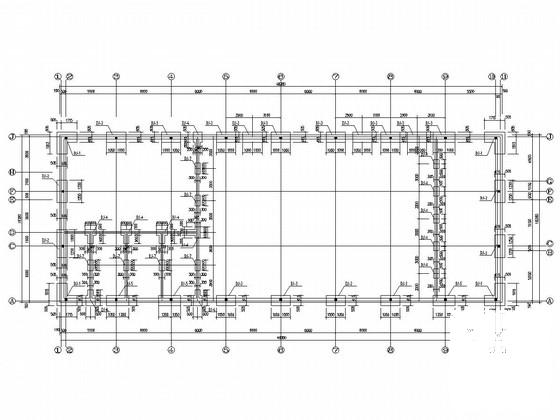 单层砖混结构厂房结构CAD施工图纸（毛石基础6度抗震）(平面布置图) - 1
