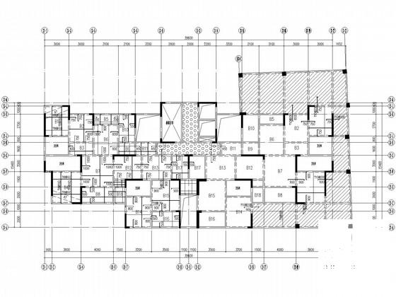 18层剪力墙住宅楼结构CAD施工图纸(平面布置图) - 1