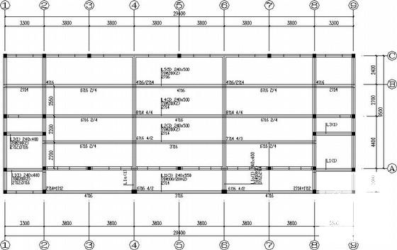 4层平屋顶砌体宿舍楼结构CAD施工图纸（6度抗震） - 3