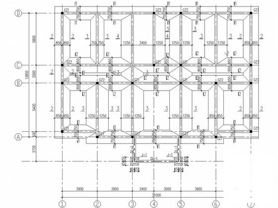 3层砌体结构条形基础办公楼结构CAD施工图纸 - 1