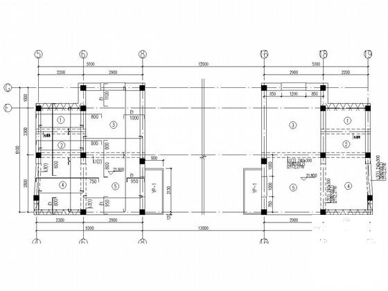 两层砌体结构条形基础宿舍楼结构CAD施工图纸(平面布置图) - 4