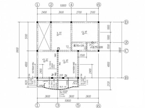 3层砌体结构条形基础住宅楼结构CAD施工图纸(平面布置图) - 2