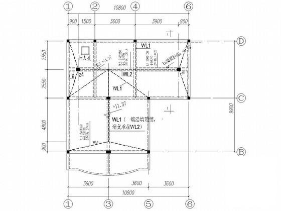 3层砌体结构条形基础住宅楼结构CAD施工图纸(平面布置图) - 3