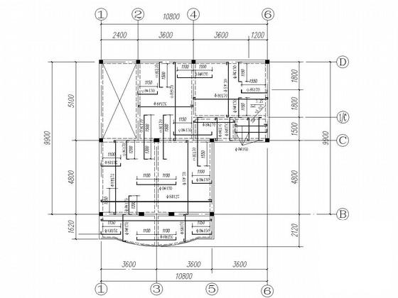 3层砌体结构条形基础住宅楼结构CAD施工图纸(平面布置图) - 4