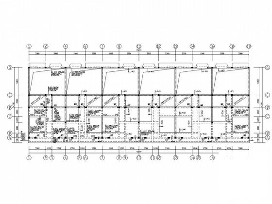 4层砌体结构条形基础别墅结构CAD施工图纸（7度抗震）(平面布置图) - 1