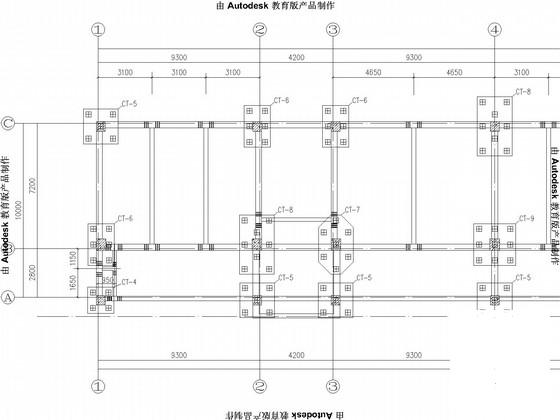 4层框架教学楼结构CAD施工图纸(平面布置图) - 2
