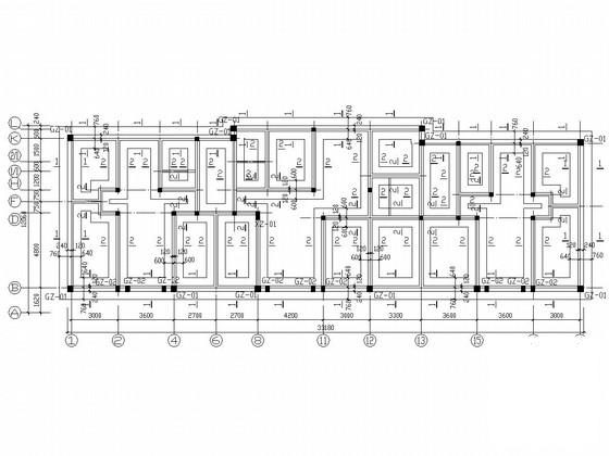 6层条形基础砌体结构住宅楼结构CAD施工图纸（7度抗震）(平面布置图) - 1