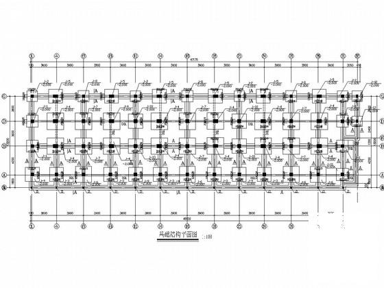 6层底框结构商住楼结构CAD施工图纸(柱下独立基础) - 1