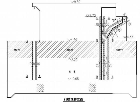 引水枢纽工程闸站CAD施工图纸（底板设临时施工缝）(钢筋混凝土结构) - 4